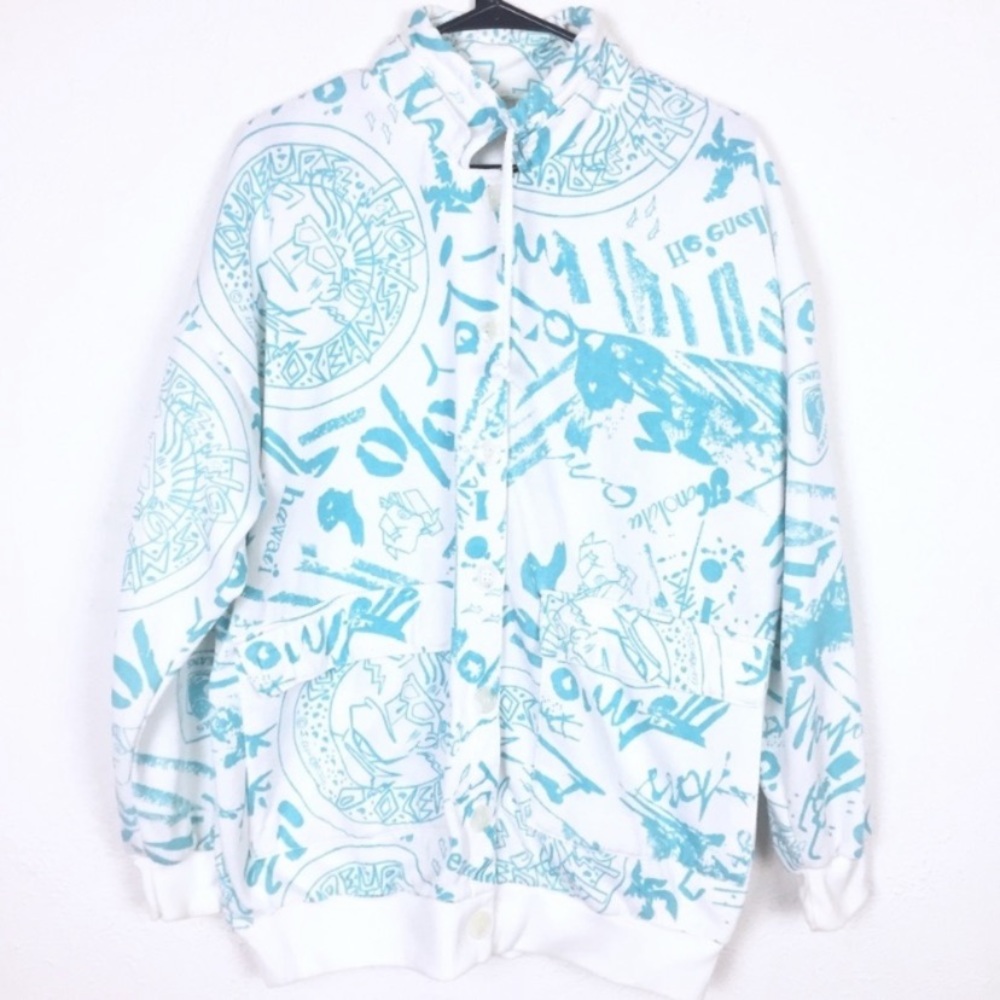 Vintage abstract retro 90s button front coat oversized boxy streetwear